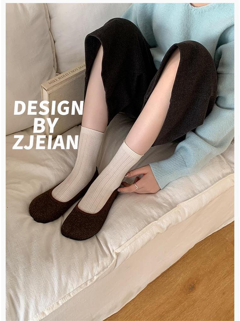 Dámské retro nazouvací boty s rozdělenou špičkou, měkká podrážka, nízký střih, perfektní k sukním