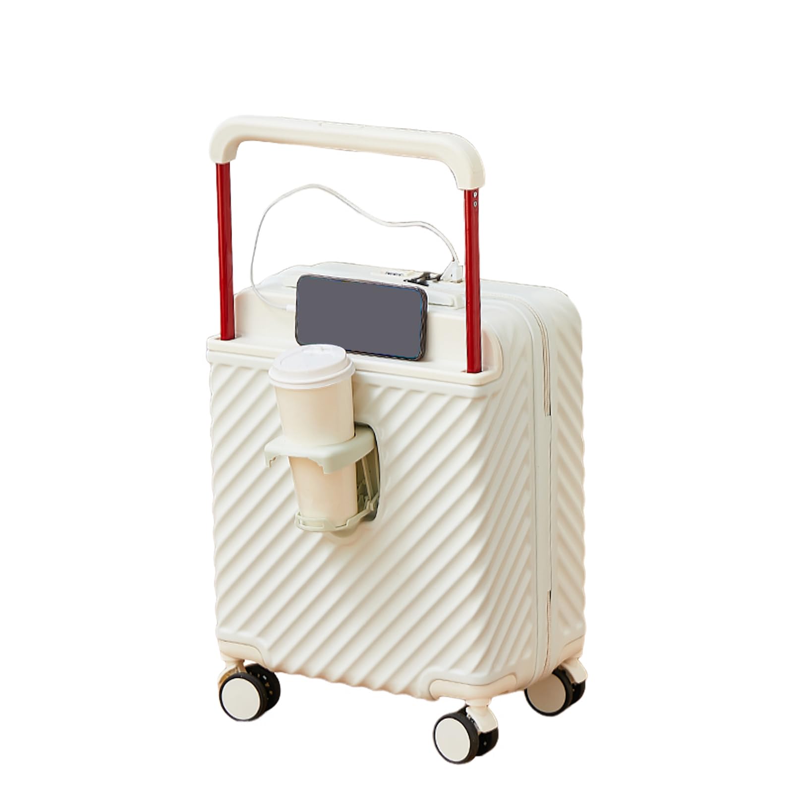 

Чемодан Manatsulife XBM09 Широкий Большой с Подстаканником USB и Идеально подходит для Бизнеса Учебы и Других Занятий Чемодан XS, Ручка для ручной клади, белый