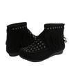Women's Boots Short Boots Autumn and Winter Rivet Large Size Flat Bottom Fringed Boots