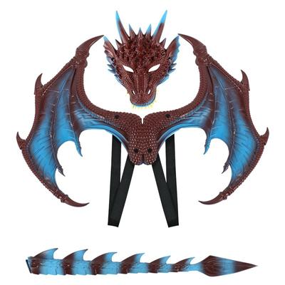 Funny Halloween Costumes Cosplay Dragon Wing Tail Mask Set Dress Up Role Playing Halloween Ultra Light Dragon Set Cosplay