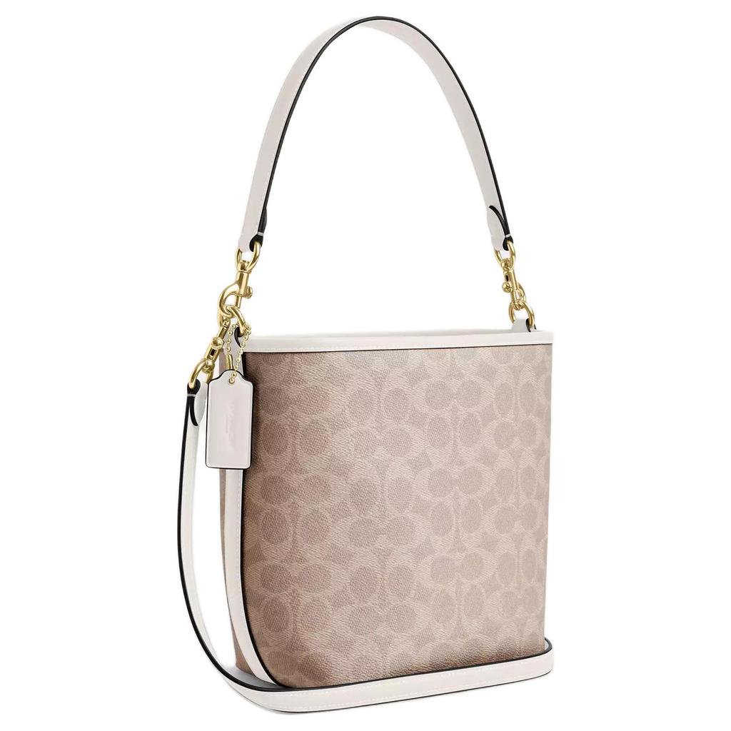 Coach City Bucket 17 Monogram Metal Logo Coated Canvas Bucket Bag Women Bags Sand CT800-IMXDM