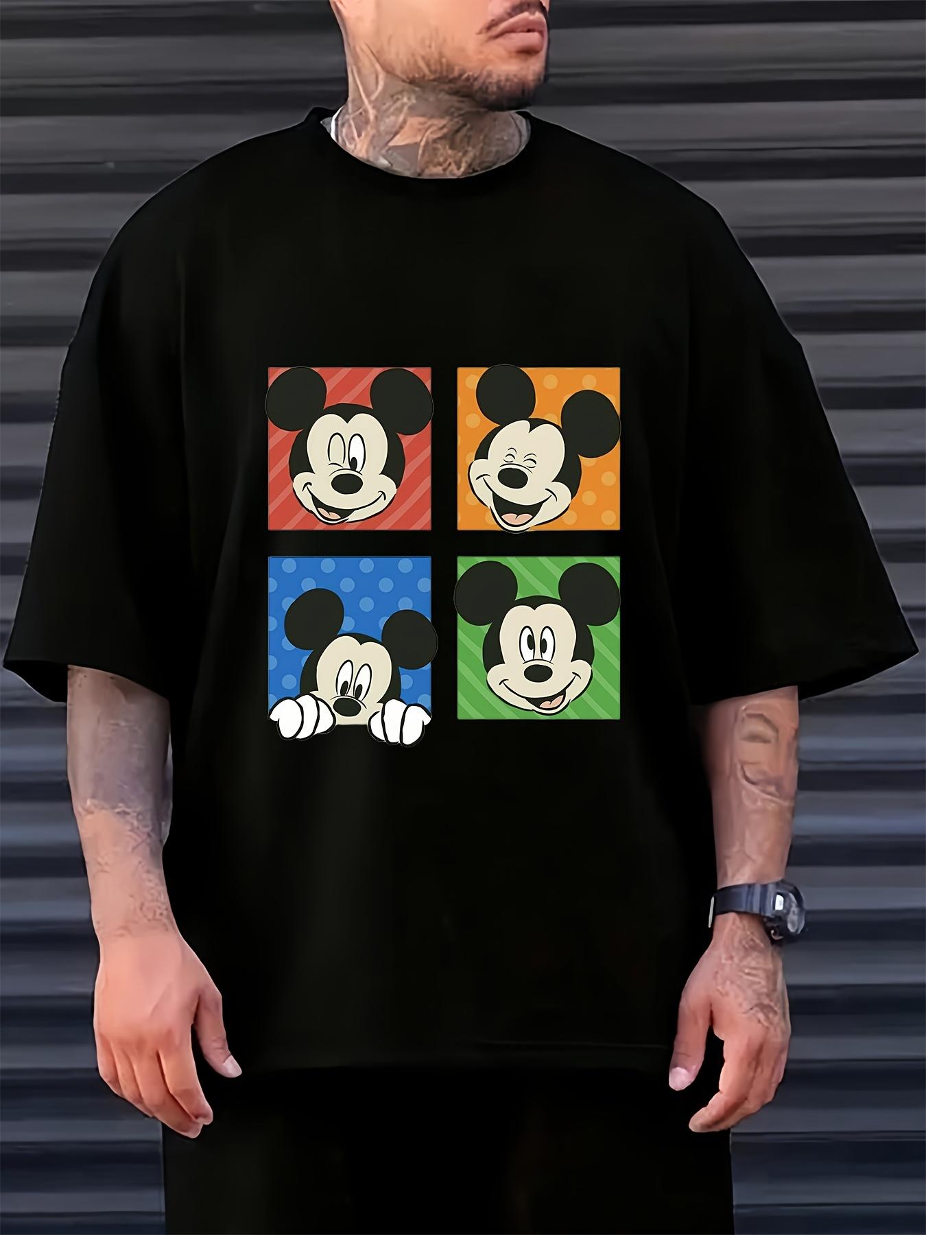 Disney Licensed Mickey Mouse Graphic T-shirt - 4-Panel Color Block Design S
