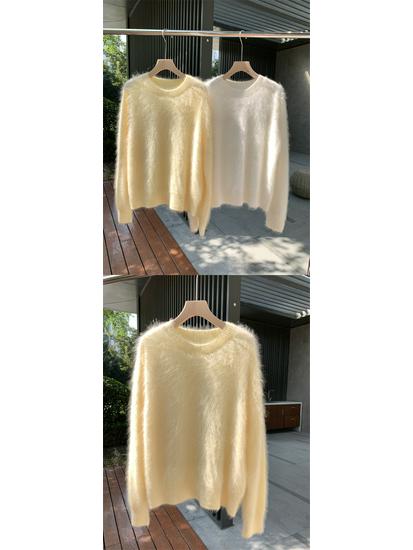 Women's Thick Mink-Like Plush Sweater - Cozy Autumn/Winter Knitted Pullover