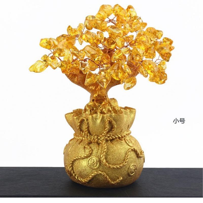 Crystal Tree Crystal Ornaments Money Bag Tree Home Craft Resin Money Bag Gift Wholesale Crystal Ornaments New Year Decoration