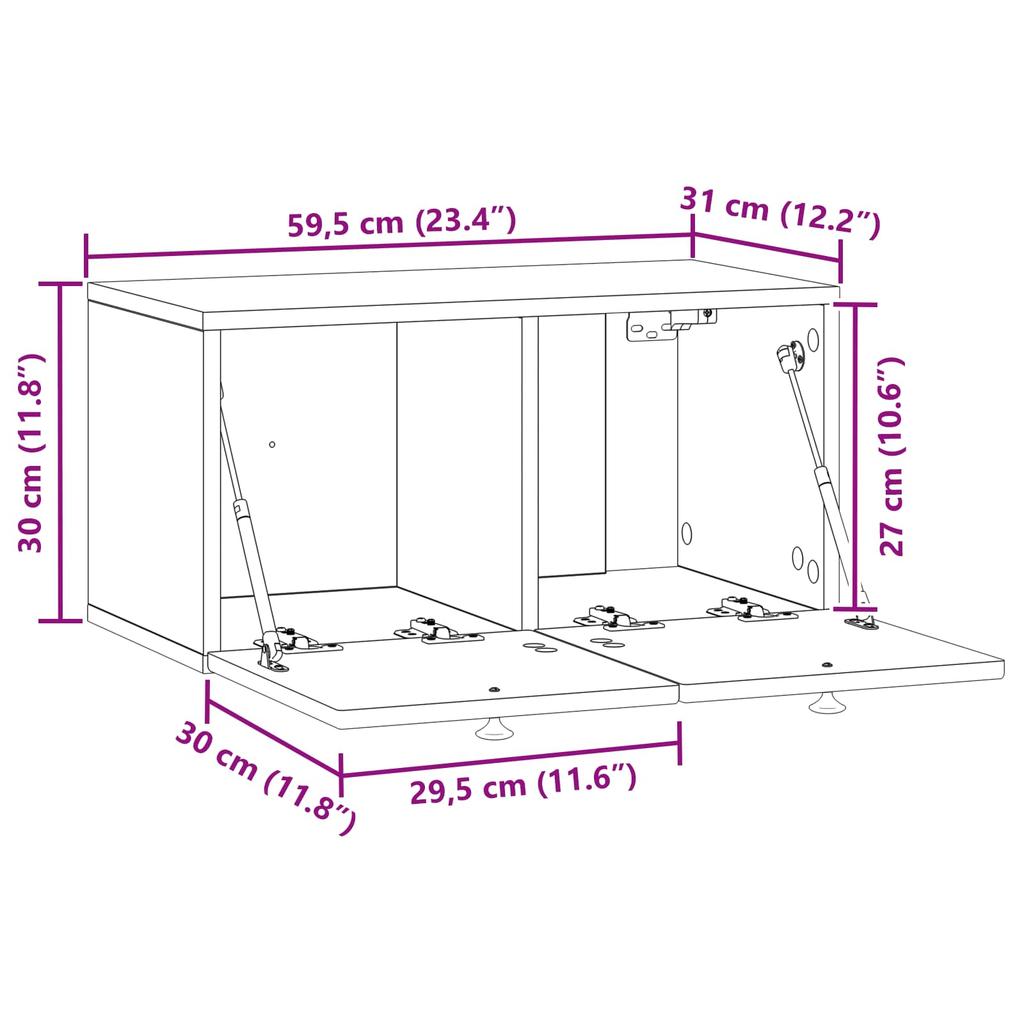Wall Mounted TV Cabinet White 59.5 x 31 x 30 cm Particleboard