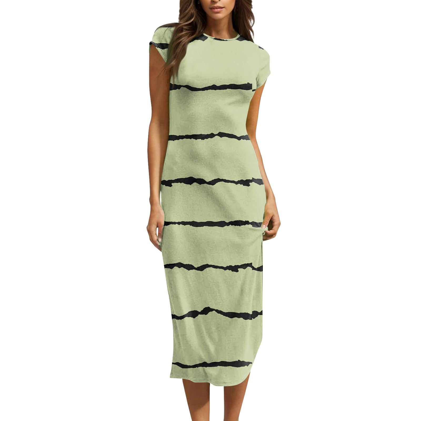 

Women s Spring Summer Short Sleeve Cowl Neck Flowy Midi Dresses Party Dress M світло-зелений колір