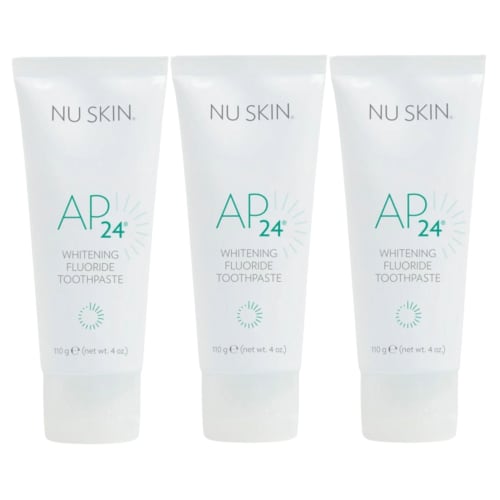 Bělící zubní pasta Nu Skin AP 24 | 3-balení | 110 g x 3 | Obsahuje fluorid a pyrofosforečnan sodný | Předchází zubnímu kazu a zubnímu kameni