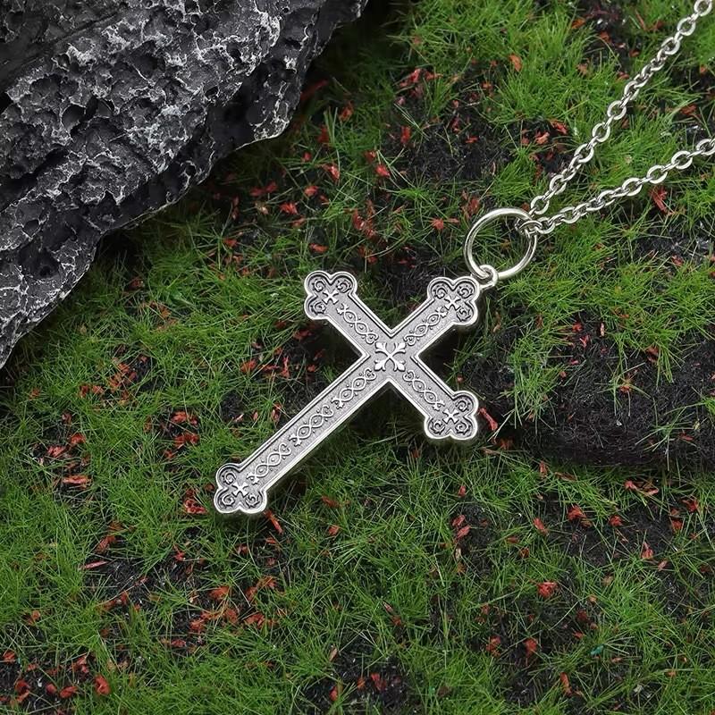 Geometric Retro Cross Necklace Electroplated Finish Unisex Accessory Fashion
