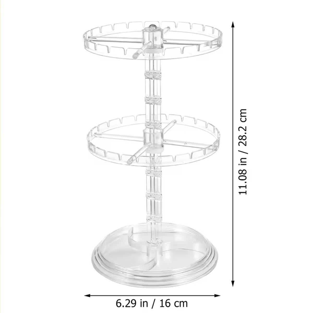 

1pc Double layered rotating jewelry rack, transparent tree shaped jewelry display rack, earring and necklace storage rack чистий