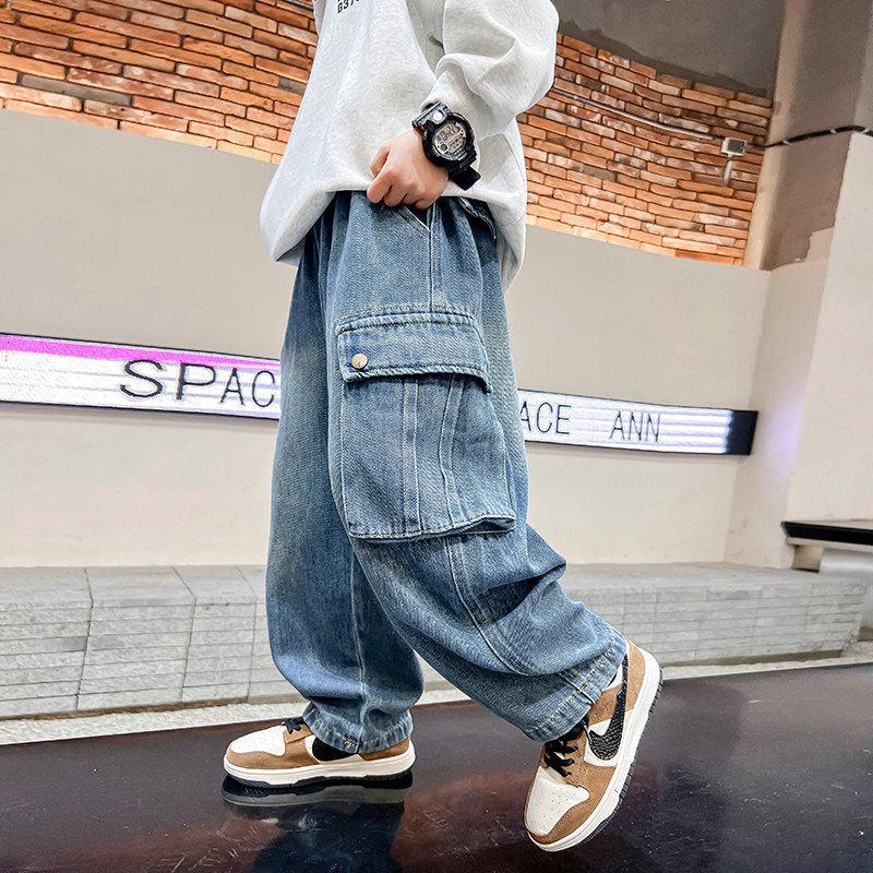 

Нові хлопчачі джинси-карго 2026 - Вільні, середнього та великого розміру, корейський стиль, для весни та осені Size 170