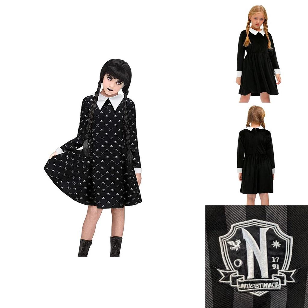 Wednesday Addams School Uniform Girls Kids Dress Cosplay Halloween Xmas Party