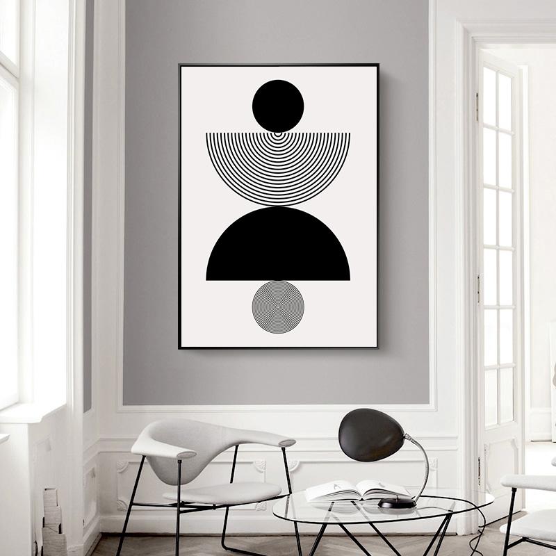 Abstract Modern Art Geometrical Shapes Poster Canvas Painting Black White Wall Art For Living Room Home Decoration Mural