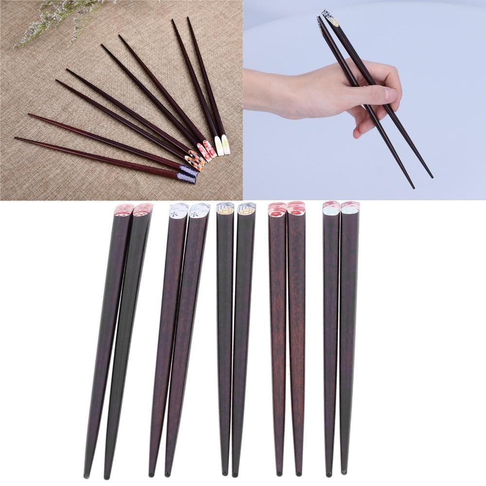 1Set Exquisite Printed Pattern Printed Chopsticks Wood Household Chopsticks Party Dinner