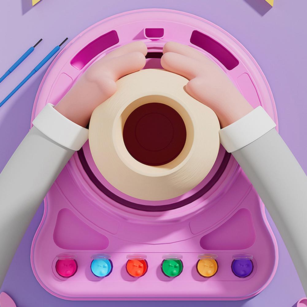 Kids Pottery Wheel Kit Electric Clay Wheel Educational Clay Sculpting Kit with Clay and Sculpting Tools for Kids Birthday Gifts