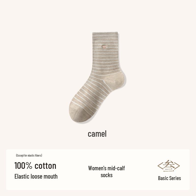 Women's 100% Cotton Mid-Calf Seamless Scrunch Socks - New Autumn/Winter Collection
