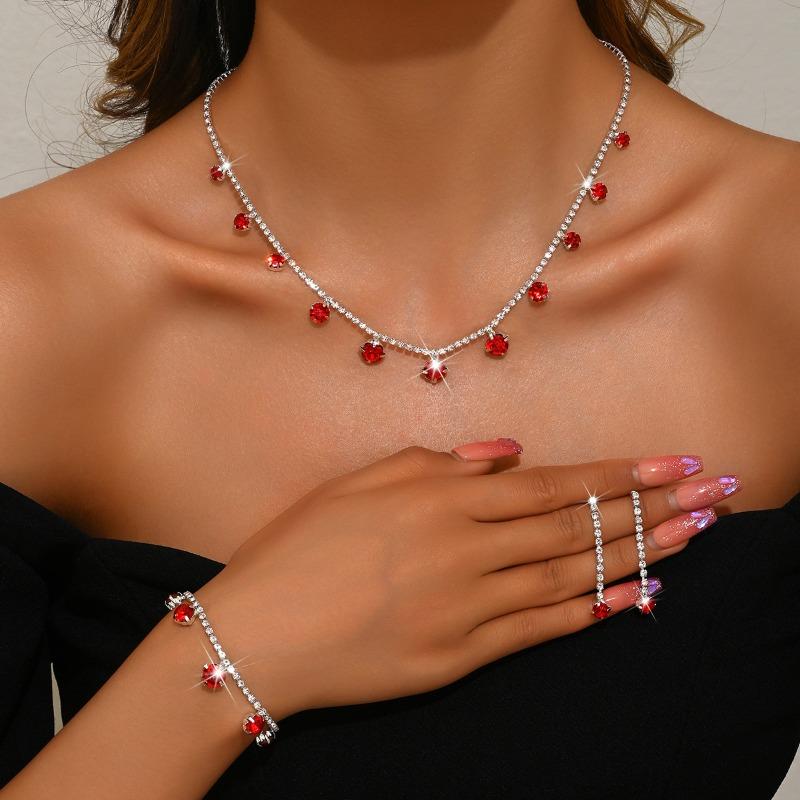Meier Bridal jewelry set: necklace, earrings, bracelet, and ring - round, minimalist style