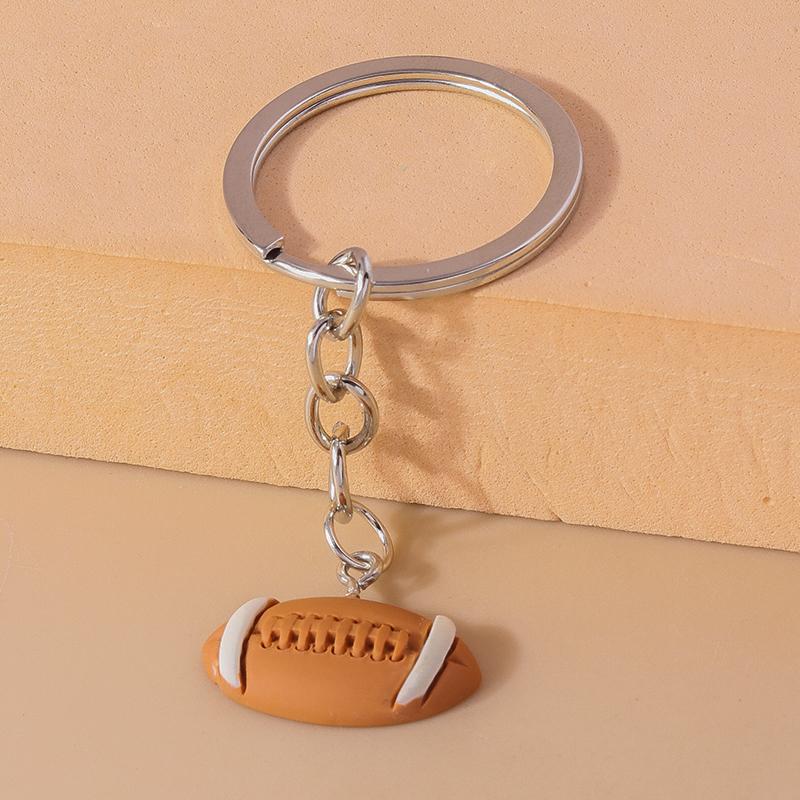 

Cute Resin Simulated Sports Ball Keychain Football Rugby Key Ring Pendant for Women Girls Handbag Decor DIY Jewelry Gift