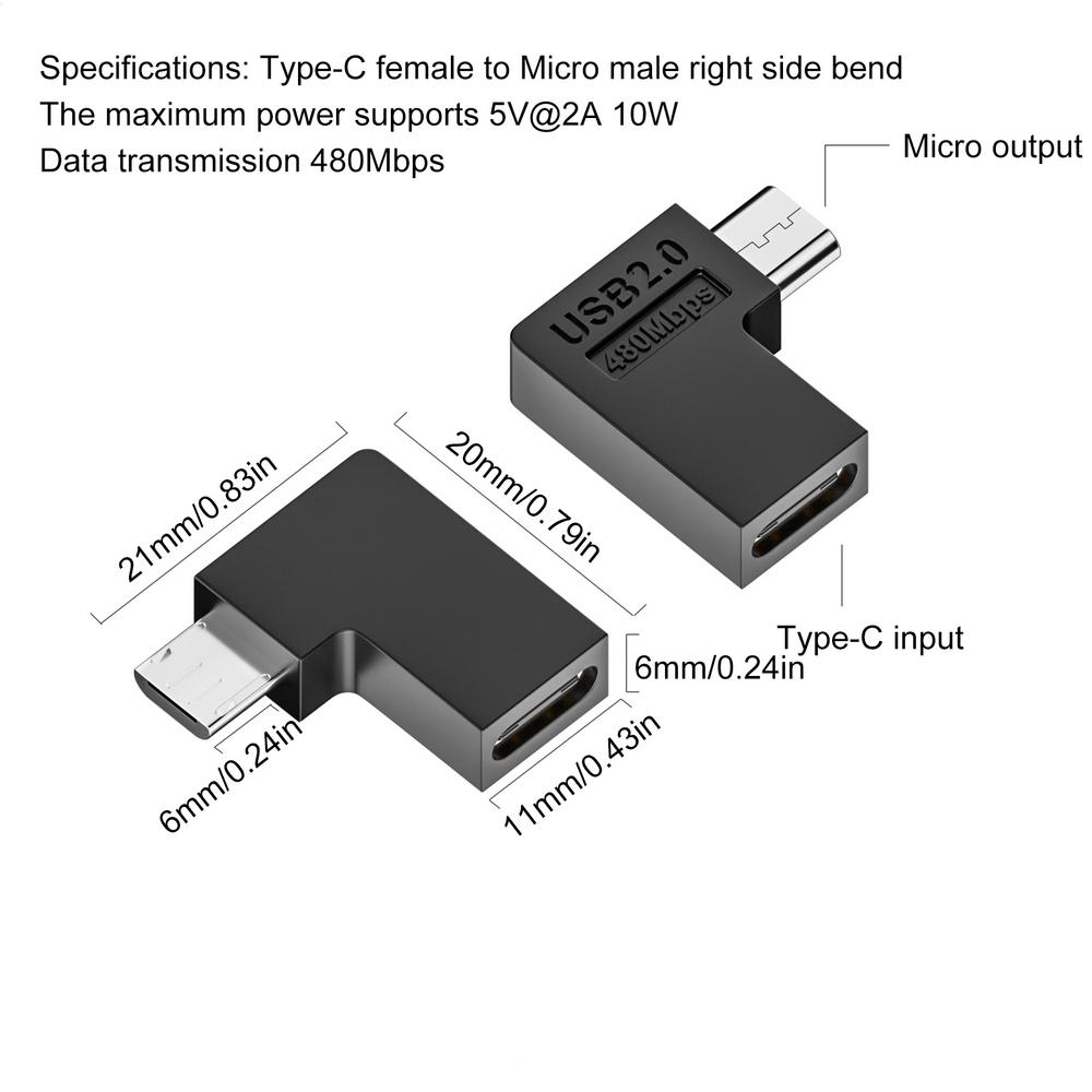 

Type-C Female To Micros Male USB Adapter Microphone Interface At 480Mbps Data Transmission 10W Fast Charging Adapter