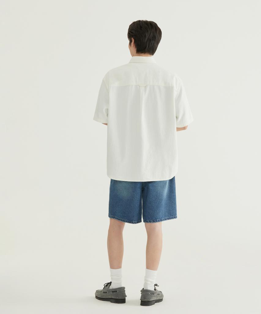 COVERNAT C Logo Denim Half Shirt Light Blue
