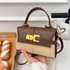 Keystone bag portable fashion exquisite color contrast splicing small square bag simple shoulder messenger bag women's bag