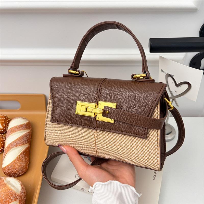 Keystone bag portable fashion exquisite color contrast splicing small square bag simple shoulder messenger bag women's bag