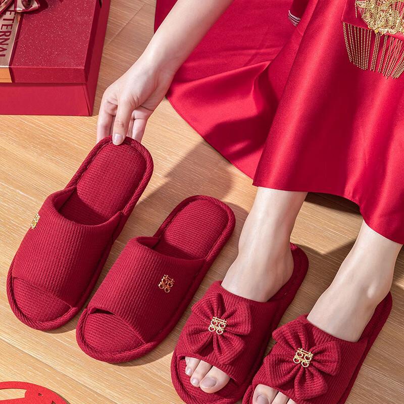 Wedding Couple Bow Slippers