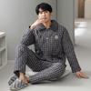 Pajamas Men'S Winter Three-Layer Thickened And Velvet Woven Pure Cotton Padded Autumn And Winter Mid-Dad Warm Loungewear