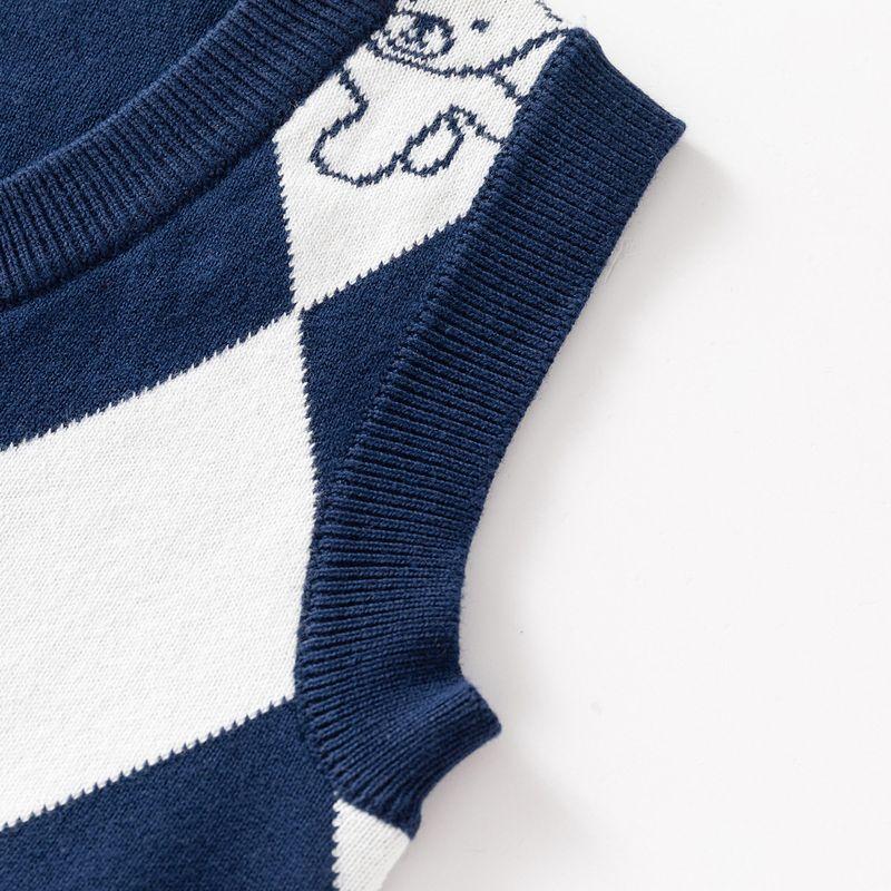 Kids' Sweater Spring and Autumn Boys' Wool Vest V Neck Sleeveless Waistcoat Baby Boys' Bear Casual Pullover