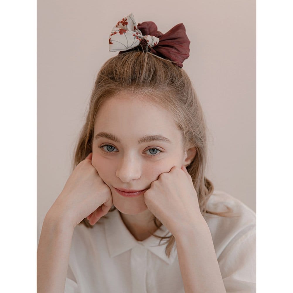 

Скранч для волос с цветком и лентой Jp-22-044S GREY