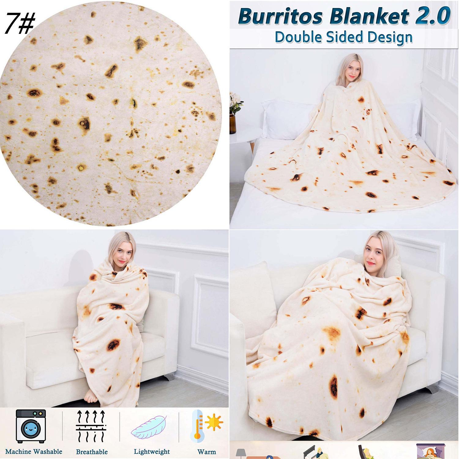 Burrito Pizza Blankets Funny Gifts,Cute Food Wrap Blanket For Adults Kids,Soft And Fuzzy Throw Blankets For Christmas S164 90x90cm