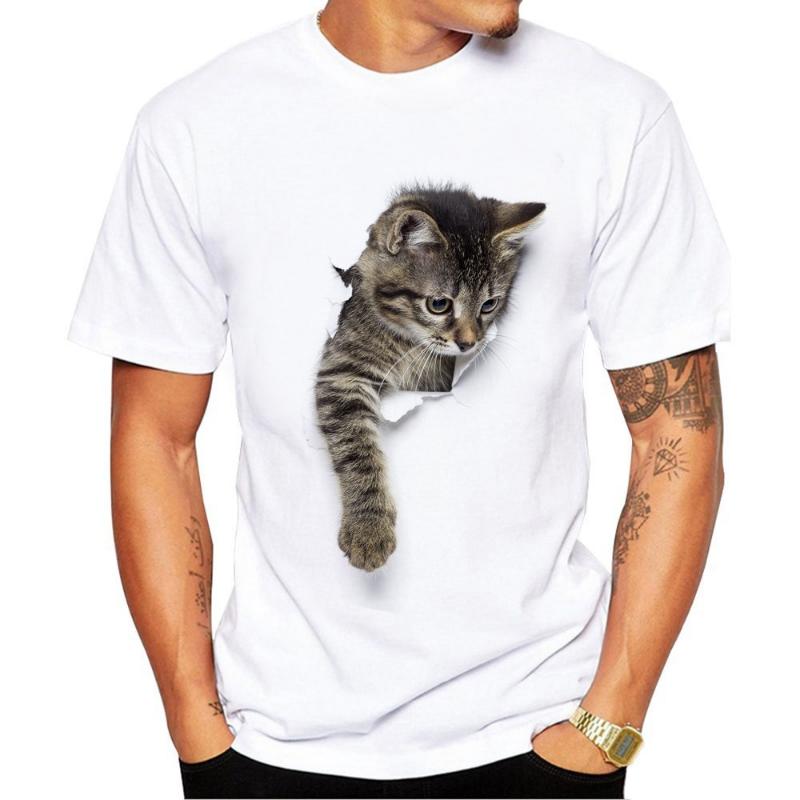 Modisches Herren Rundhals Kurzarm 3D Tier Farbdruck Tier Kurzarm Rundhals T-Shirt