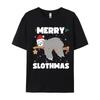 Christmas Sloth Merry Slothmas Wrapp Shirt Funny Christmas Gift TShirt Cute Personalized Top Tshirts Cotton Men Tops Shirts