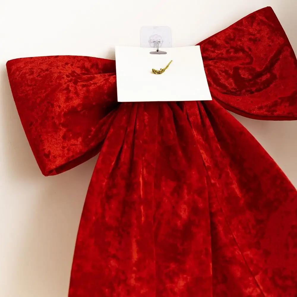 Festive Velvet Christmas Bow Red DIY Velvet Bow Large Hanging Bow Party