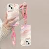 Pink and Purple Smudge Lanyard Suitable for Apple 16pro Mobile Phone Case Iphone15 Invisible Double Bracket 14 Silicone Anti-fall X