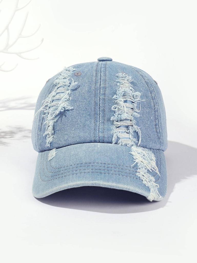 Holed Baseball Caps Vintage Washed Distressed Cap Fashion Sports Denim Hats Plain Women Men Dad Caps