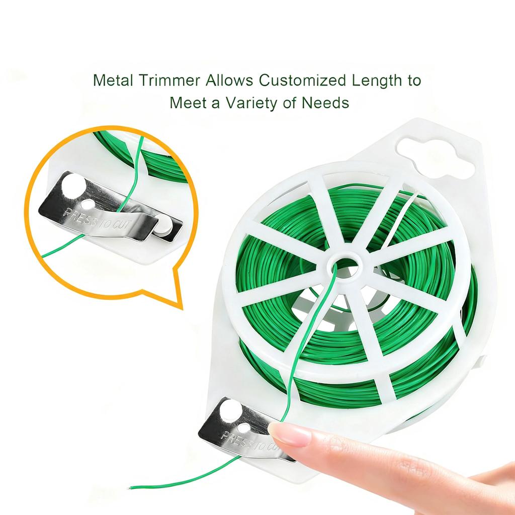 1 Rolle 100 m, multifunktionaler Kunststoff-Stahl-Twist-Krawatte, stabiler, wiederverwendbarer Stützgurt für Gartenblumenpflanzen