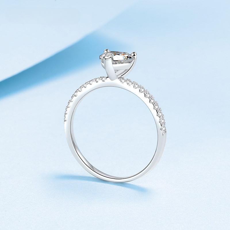 Real moissanite 1-2ct anel coração corte d cor vvs1 nupcial casamento anéis de diamante s925 prata gra jóias banhado 18k ouro branco