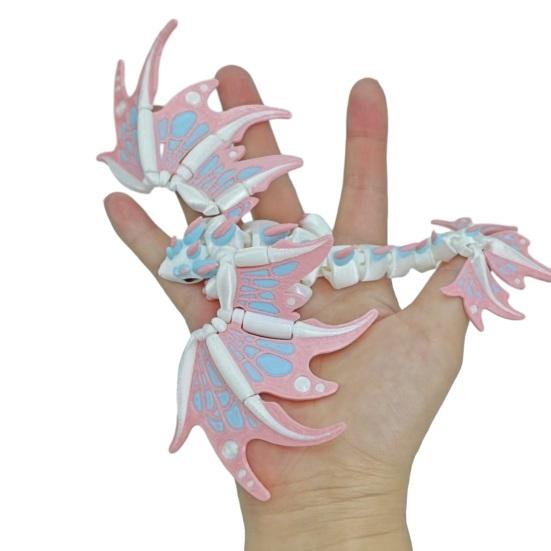 3D Printed Flying Dragon Figurine Winged Dragon Fidget Toy with Movable Joints Articulated Dragon Decoration Ornament