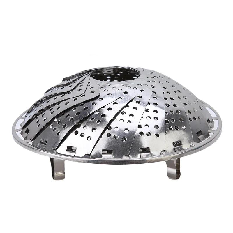 21/26/28 cm rustfri matdamper Dampstativ Skuff Kjøkken Sammenleggbar Steamer Bowl Grønnsaksfrukt Steamer Basket PC679584