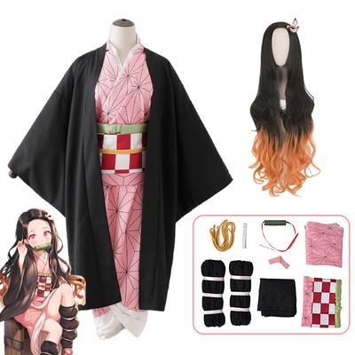 Dorosłe dzieci Anime Demon Slayer Kamado Nezuko Cosplay Kimono Kimetsu No Yaiba Nezuko peruka kostiumy ubrania Halloween Kimono jednolite