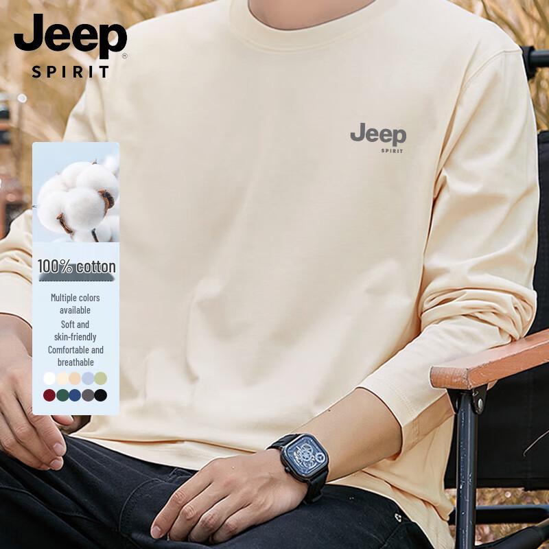 JEEP SPIRIT Men s Long Sleeve Combed Cotton Graphic Tee L