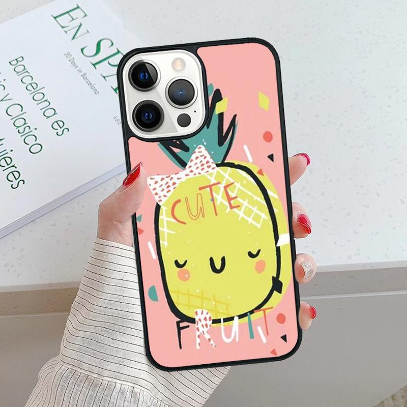 Kawaii Pineapple Art Phone Case For iPhone 17 Air 15 16 16e 14 13 Pro Max Coque 12 11 Pro Max PLUS Mobile Fundas Cover