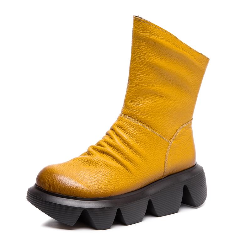 

Модные ботильоны GKTINOO для женщин, из натуральной коровьей кожи, на платформе, с боковой молнией, мягкие, удобные, осенне-зимние, женская обувь ручной работы 245