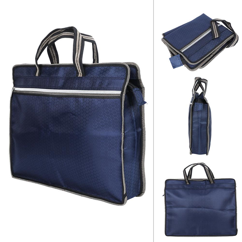 Tragbare wasserdichte Aktentasche aus Oxford-Gewebe mit Reißverschluss für Geschäftsbesprechungen und Dokumentenorganisation (blau)