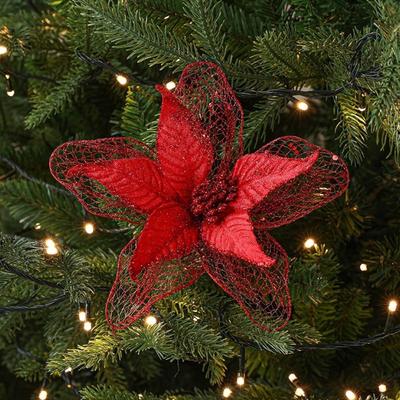 23cm Weihnachtsstern Glitzer Blume Weihnachten Hängende Ornamente Künstliche Weihnachtsblumen DIY Weihnachtsbaumschmuck Partyzubehör