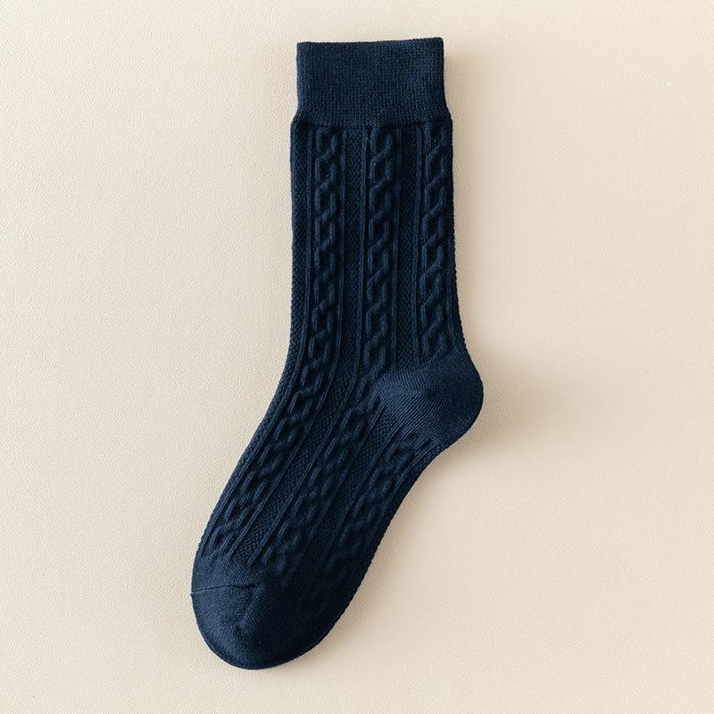 Women's Mid-calf Socks, Autumn and Winter Combed Cotton Antibacterial and Deodorizing Twisted Long Calf Socks, Women's Long Socks