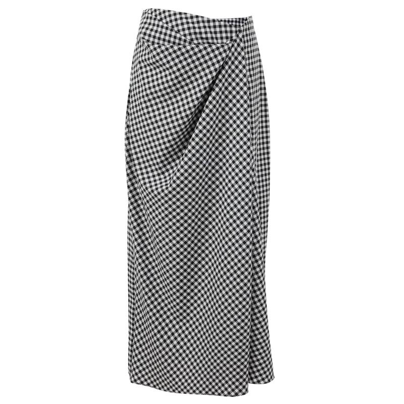 Sancai Women s Asymmetric Plaid H-Line Maxi Skirt M