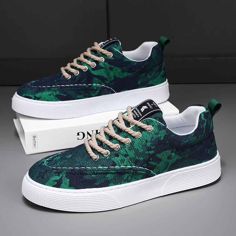 

Мужская повседневная обувь, четырехсезонная дышащая парусиновая обувь для мужчин, удобные кроссовки на плоской подошве, мужская вулканизированная обувь, уличные кроссовки 43 зелёный