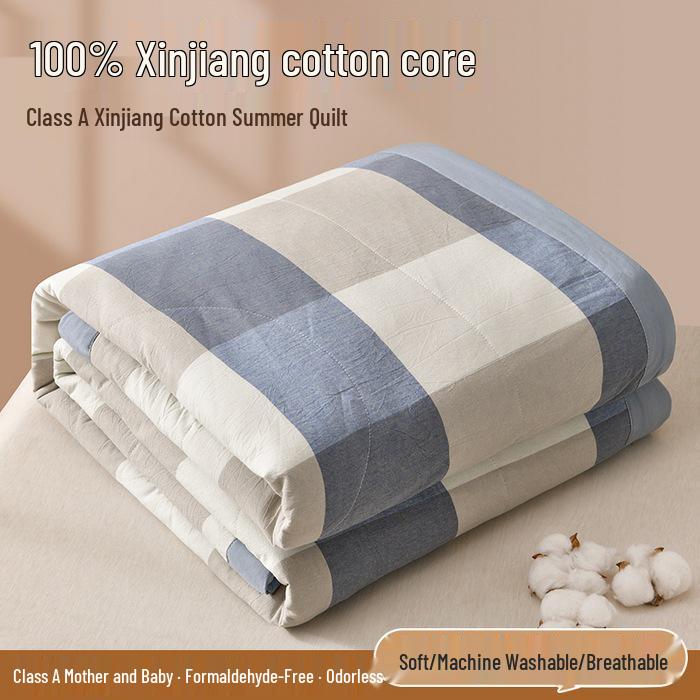New A-Type 100% Pure Xinjiang Cotton Summer Quilt – Machine Washable Air Conditioning Comforter for Students