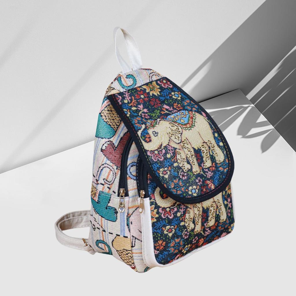 Backpack Embroidered Canvas Backpack for Women Cute Animal Floral Pattern Lightweight Travel Casual Backpack Small Daypack